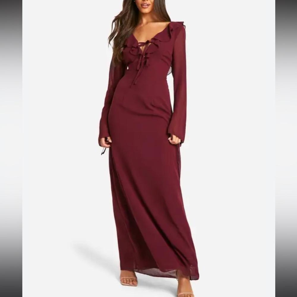 Boohoo Burgundy Maxi Dress